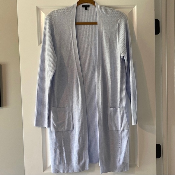 Talbots Long Knee Length Cardigan Sweater - Blue‎ - Medium - EUC - Picture 2 of 8